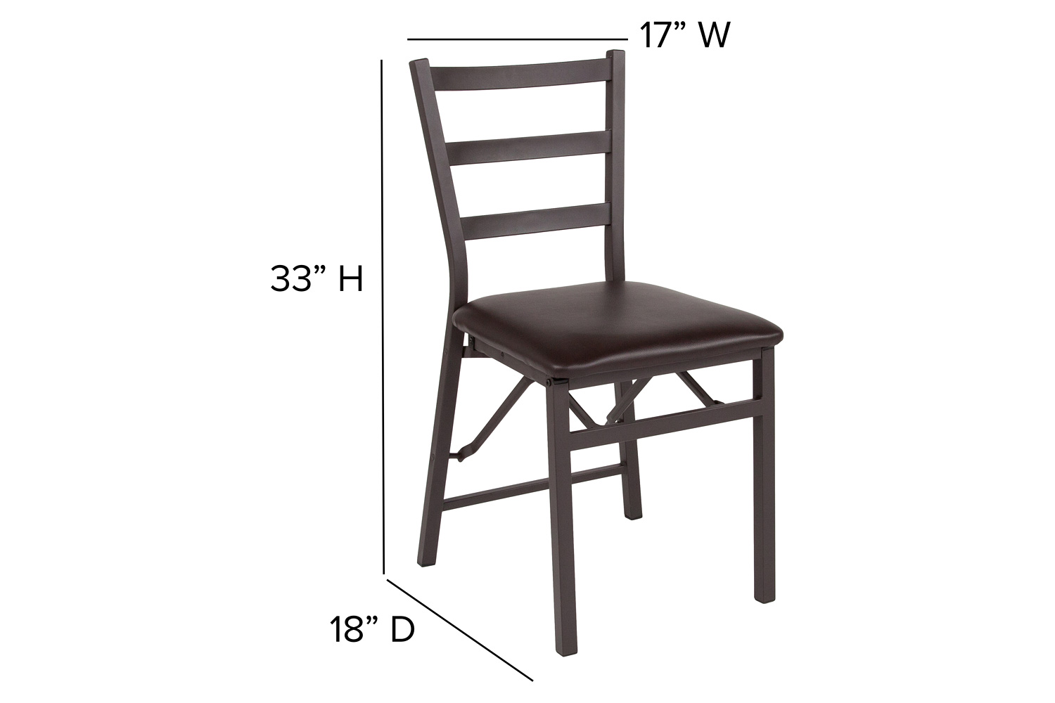 BLNK - HERCULES Series Folding Ladder Back Metal Chair with Vinyl Seat