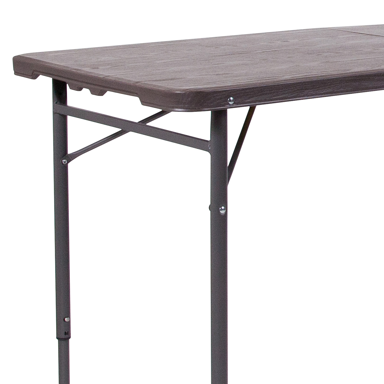 BLNK Mills Plastic Adjustable Folding Table with Carrying Handle - Brown Wood Grain