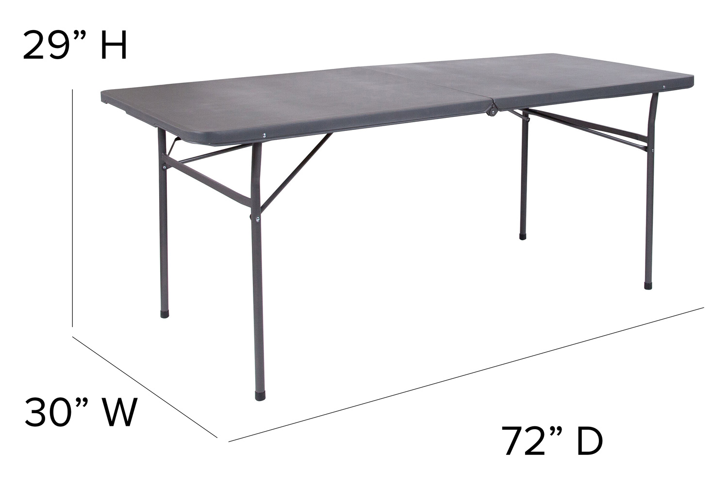 BLNK™ Elijah Plastic Folding Table with Carrying Handle - Dark Gray