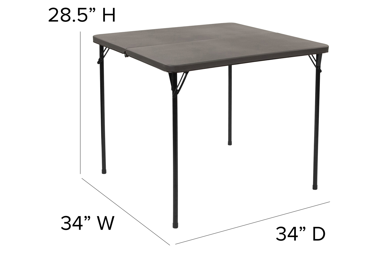 BLNK™ Dunham Square Plastic Folding Table with Carrying Handle - Dark Gray