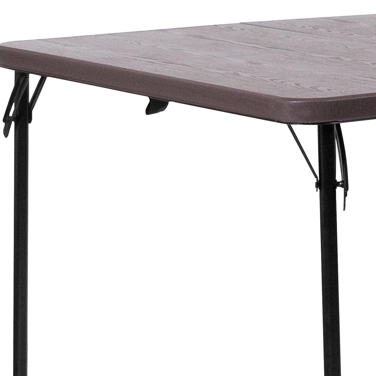 BLNK Dunham Square Plastic Folding Table with Carrying Handle - Brown Wood Grain