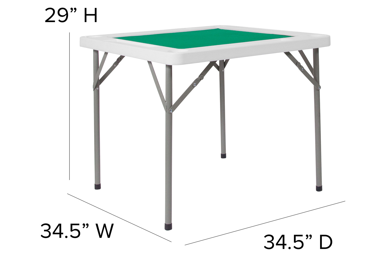 BLNK - Silas Square 4-Player Folding Card Game Table with Green Playing Surface and Cup Holders