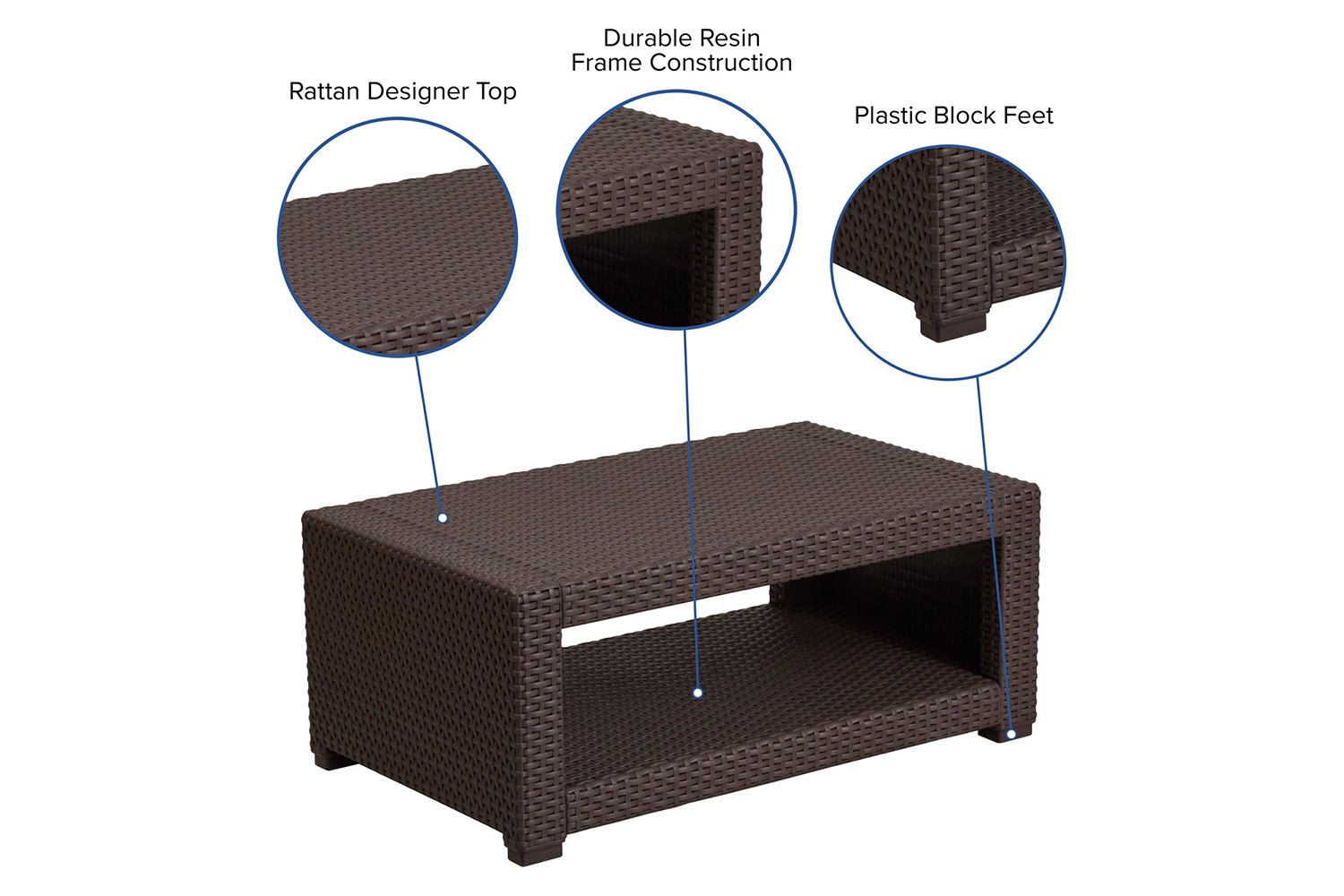 BLNK™ Seneca Faux Rattan Coffee Table - Chocolate Brown