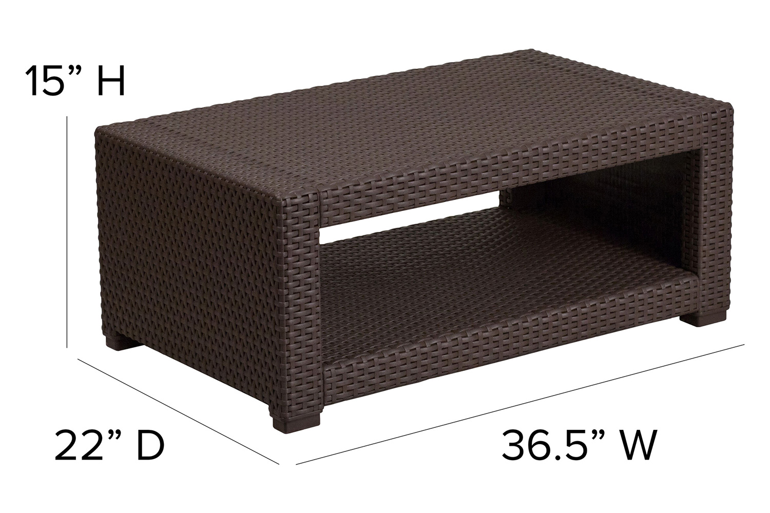 BLNK™ Seneca Faux Rattan Coffee Table - Chocolate Brown