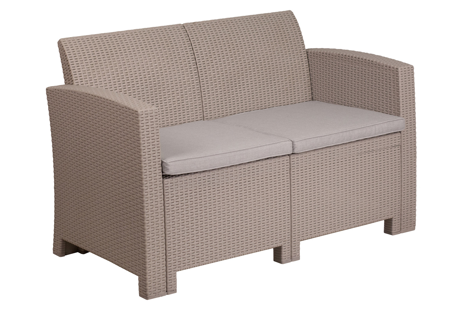 BLNK Seneca Faux Rattan Loveseat with All-Weather Light Gray Cushions - Light Gray