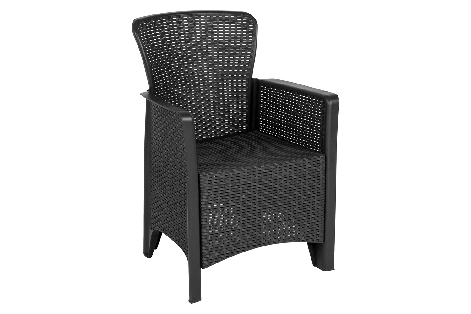 BLNK Seneca Faux Rattan Plastic Chair Set with Matching Side Table - Dark Gray