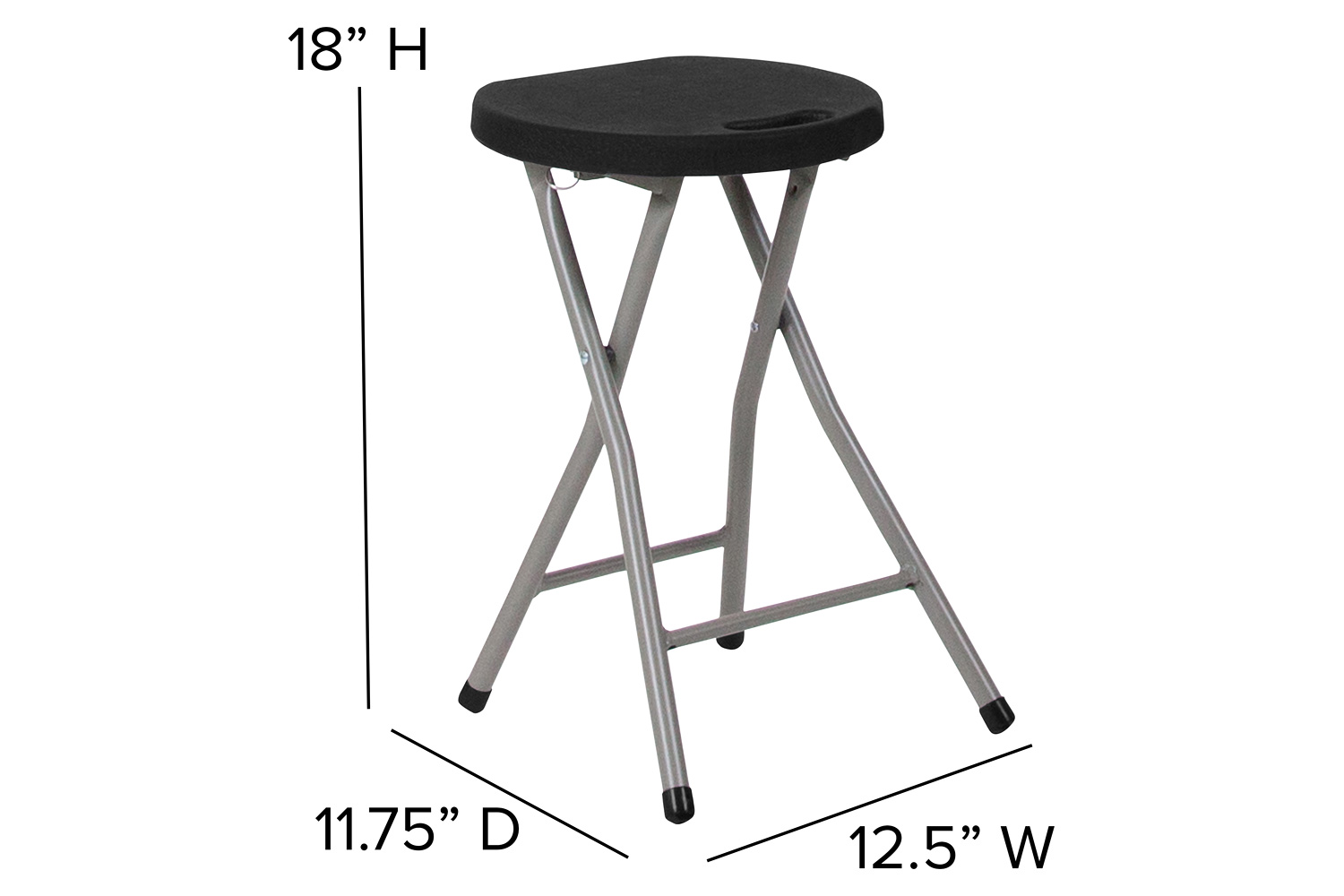 BLNK - Micah Foldable Stool with Black Plastic Seat and Titanium Gray Frame