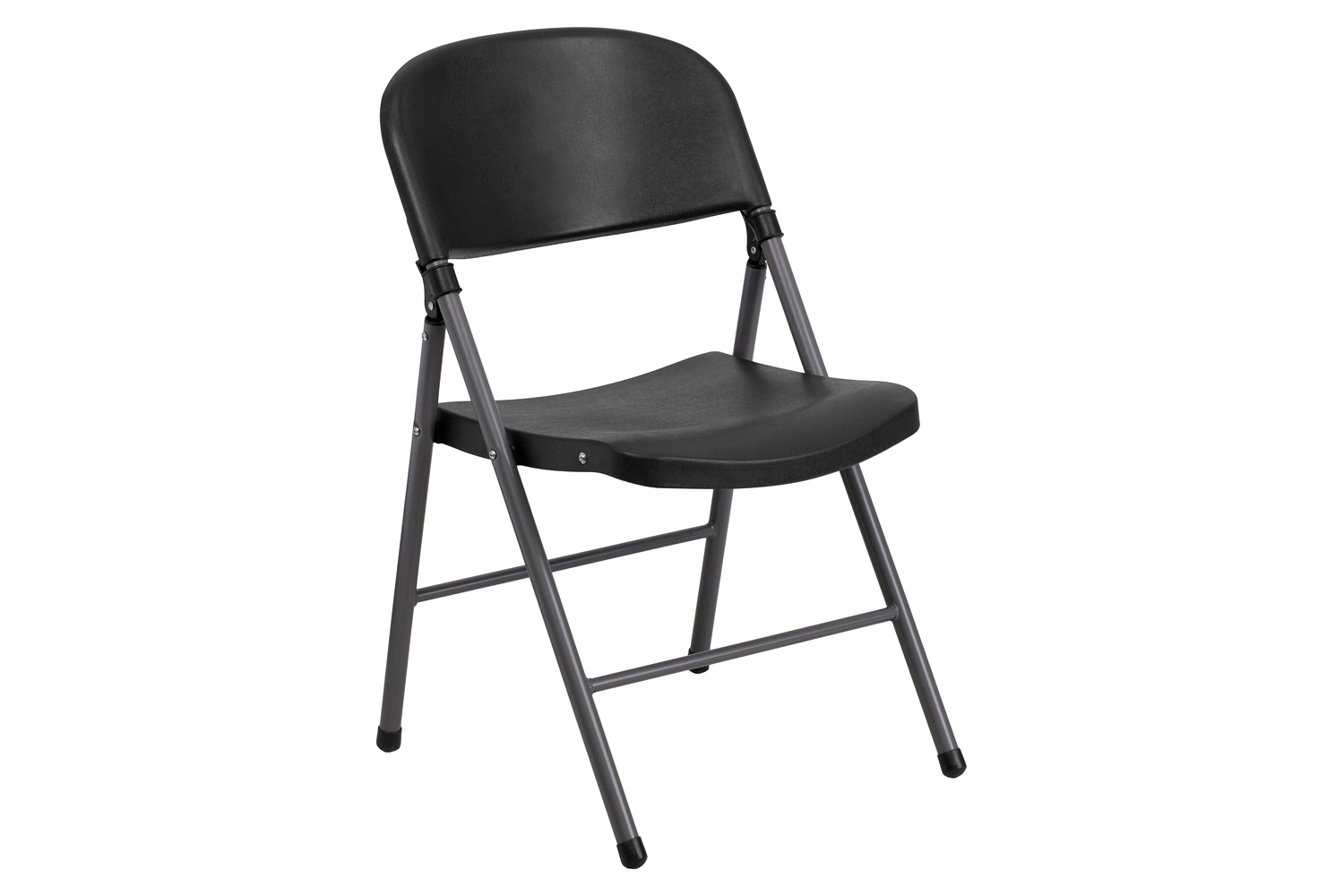 BLNK™ HERCULES Series Plastic Folding Chair with Charcoal Frame - Black