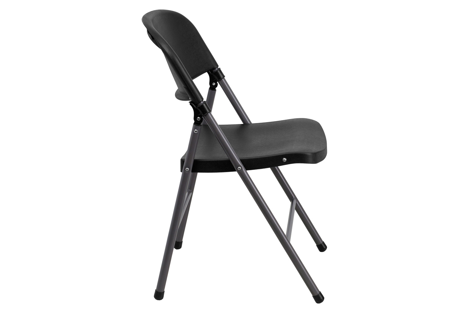 BLNK™ HERCULES Series Plastic Folding Chair with Charcoal Frame - Black