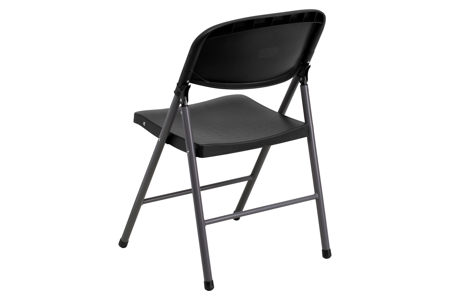 BLNK™ HERCULES Series Plastic Folding Chair with Charcoal Frame - Black