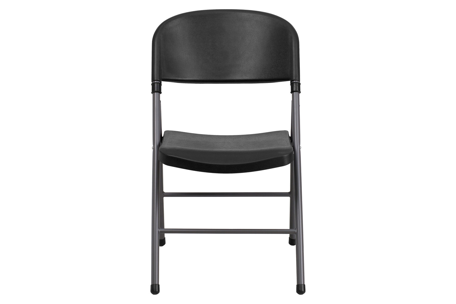 BLNK™ HERCULES Series Plastic Folding Chair with Charcoal Frame - Black