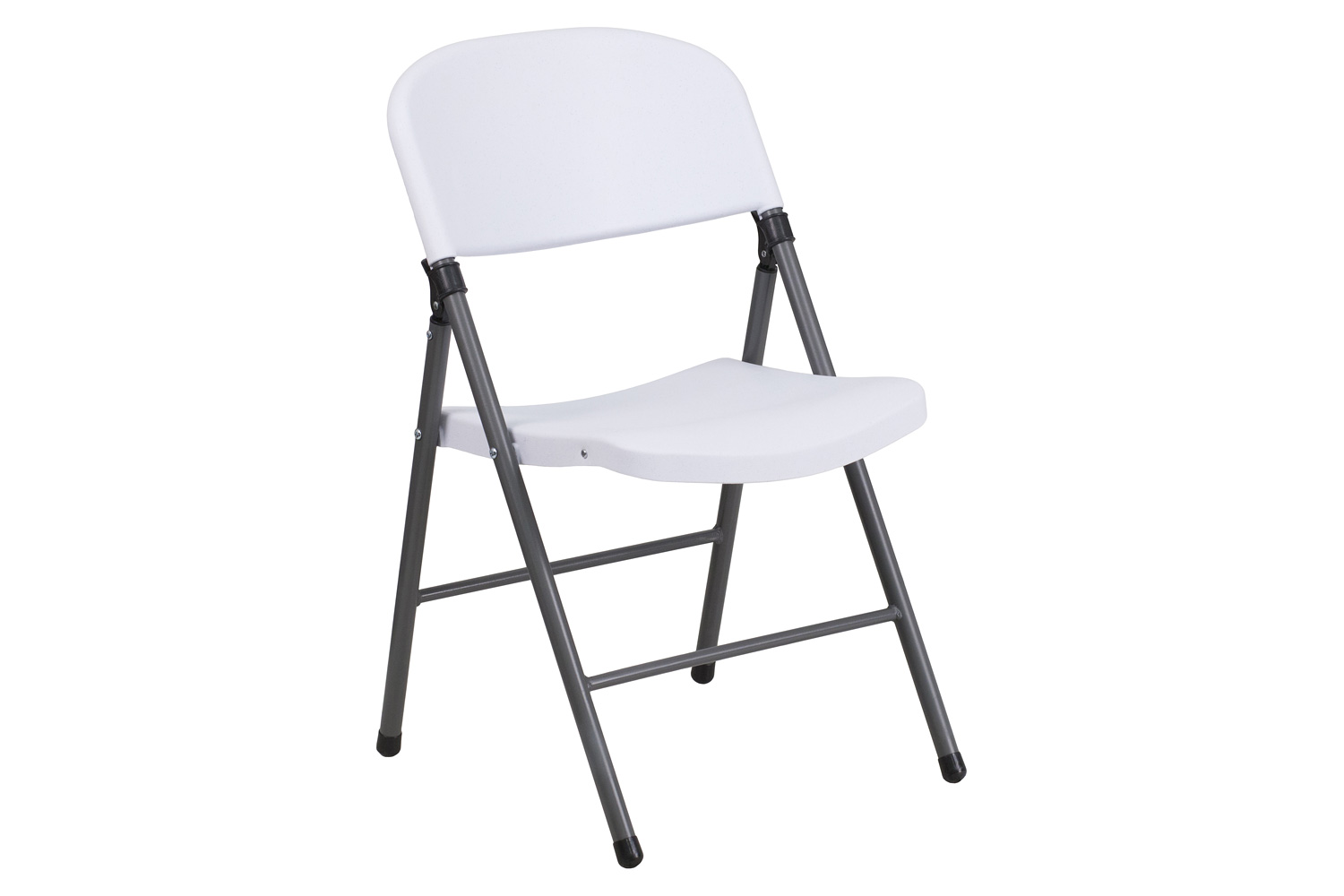 BLNK™ HERCULES Series Plastic Folding Chair with Charcoal Frame - Granite White