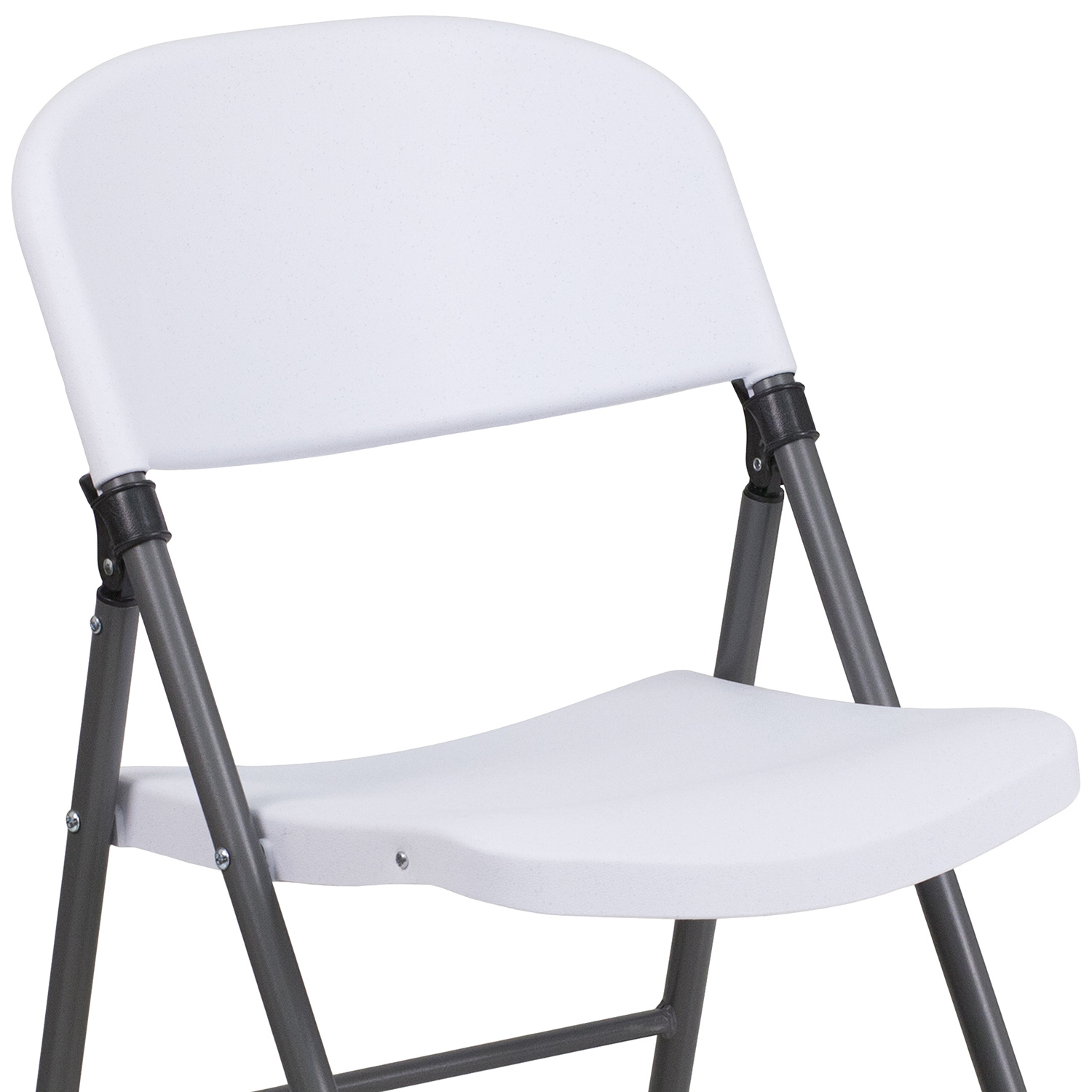 BLNK™ HERCULES Series Plastic Folding Chair with Charcoal Frame - Granite White