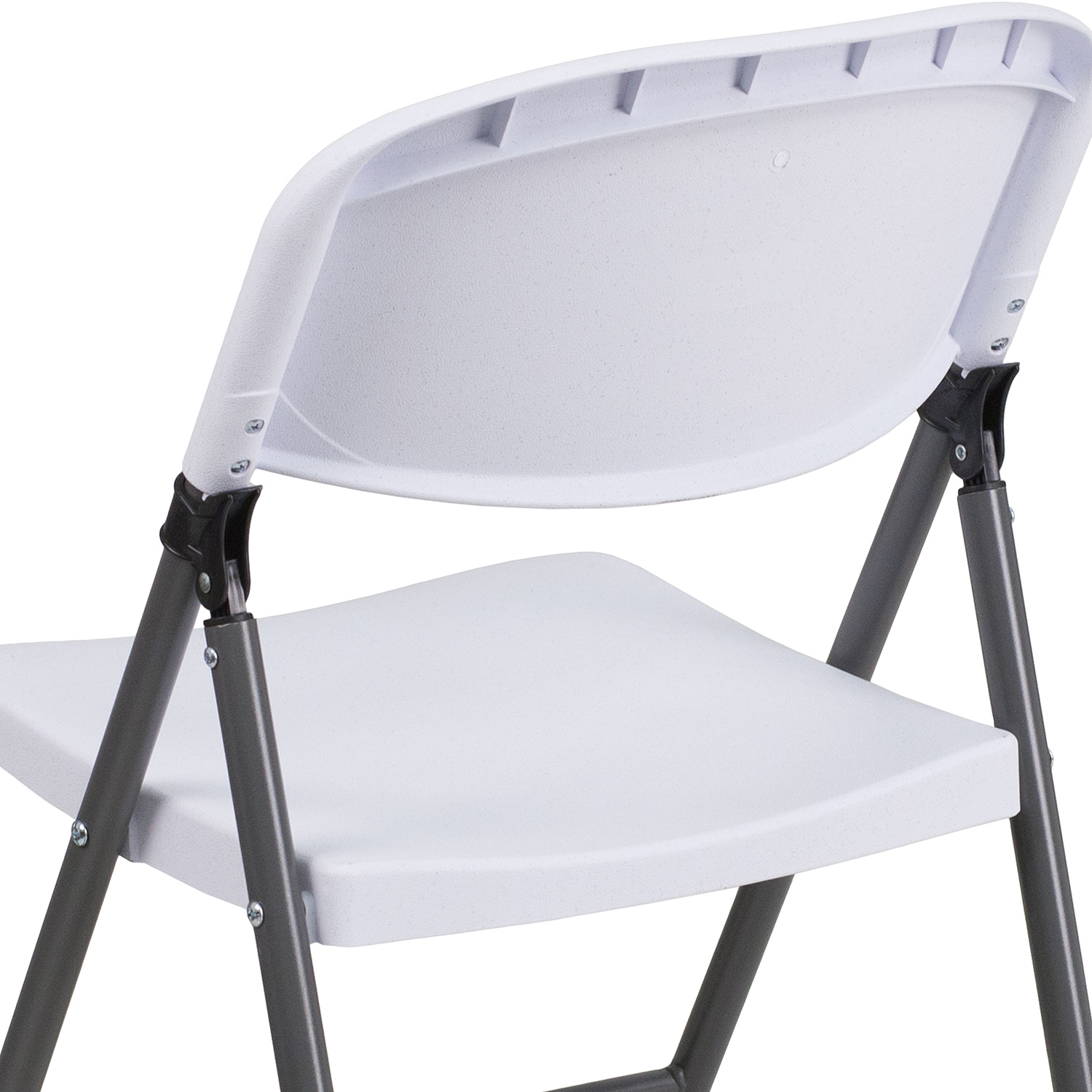 BLNK™ HERCULES Series Plastic Folding Chair with Charcoal Frame - Granite White