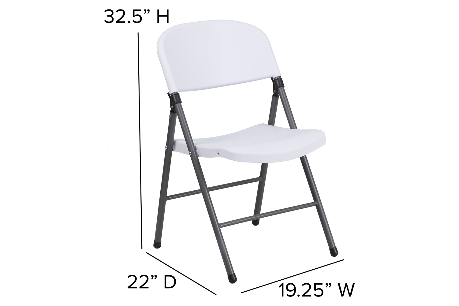 BLNK™ HERCULES Series Plastic Folding Chair with Charcoal Frame - Granite White