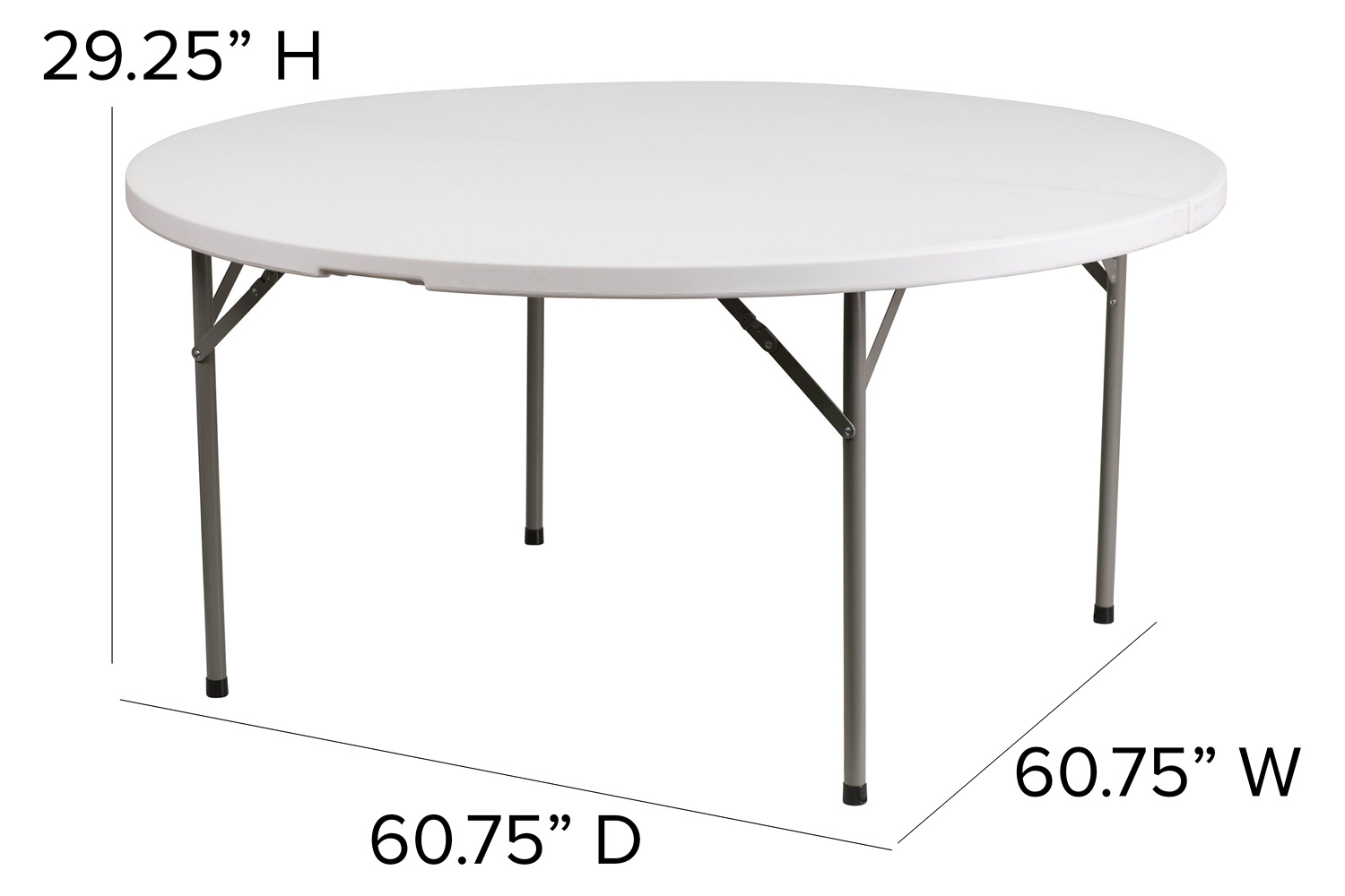 BLNK Elon Style 2 Round Plastic Split Folding Table - 5'D