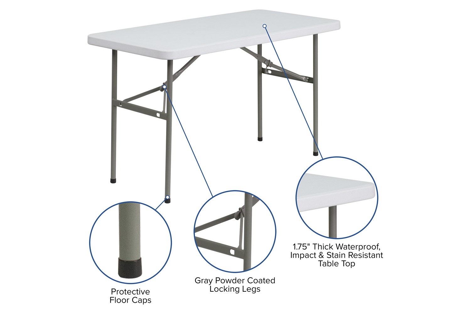 BLNK Elon Plastic Folding Table - 4'L