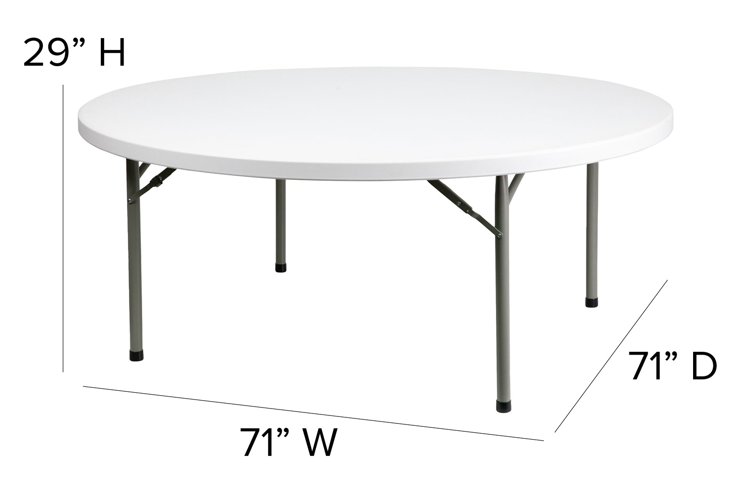 BLNK Elon Round Plastic Solid Folding Table - 6'D