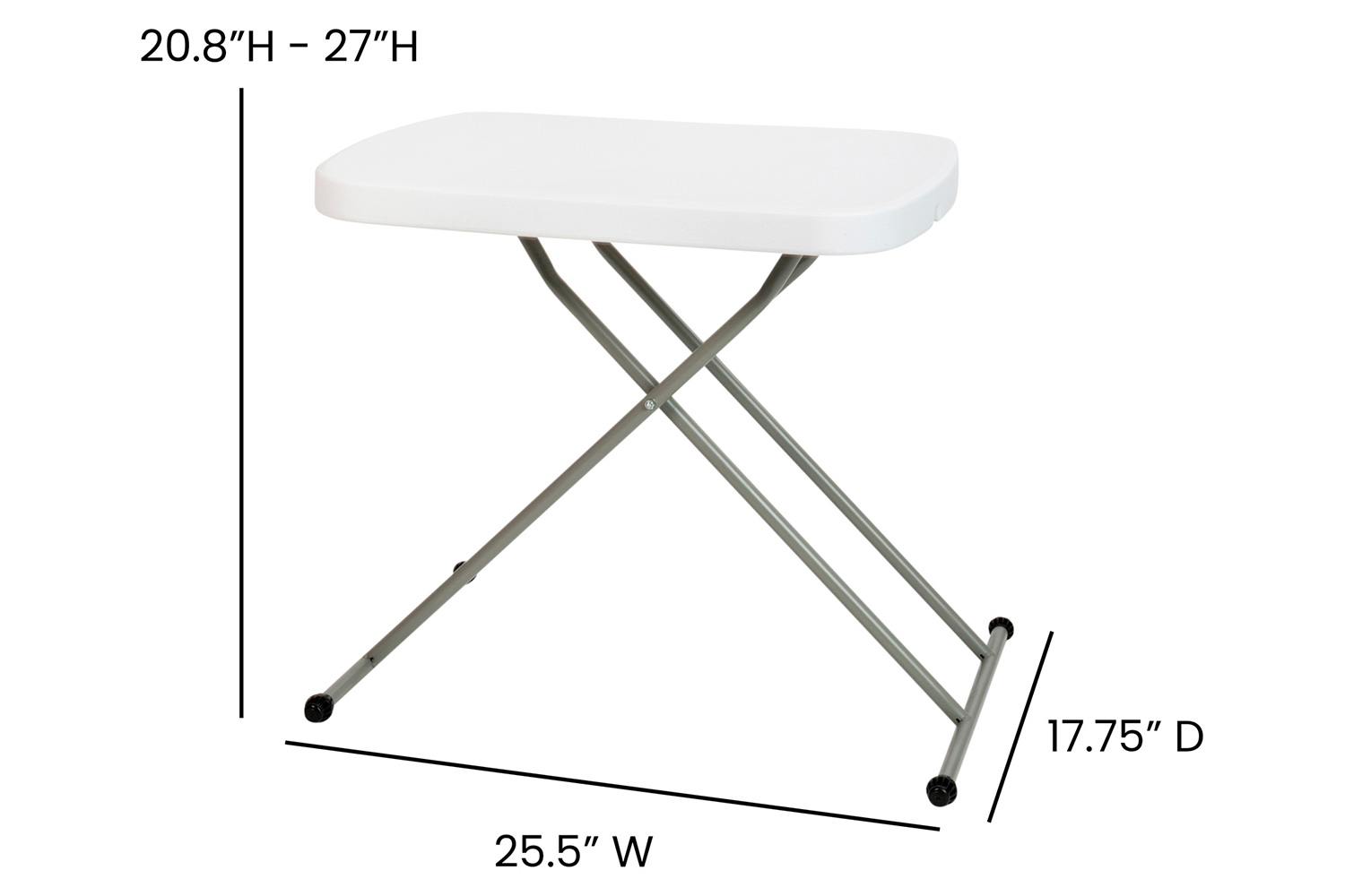 BLNK Elon Commercial Indoor-Outdoor Plastic Adjustable Height Folding Table - 26"L