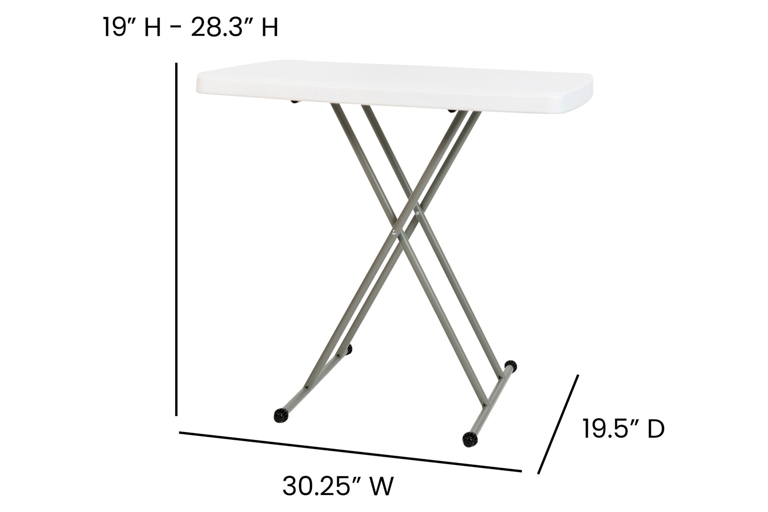 BLNK Elon Commercial Indoor-Outdoor Plastic Adjustable Height Folding Table - 30"H