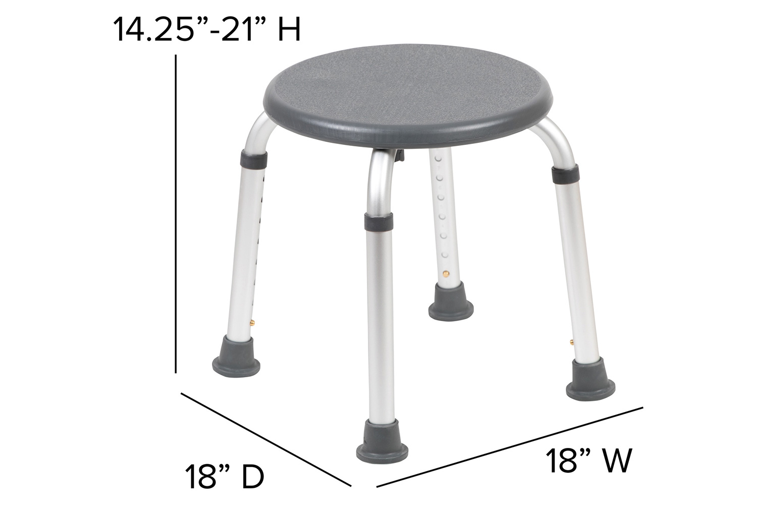 BLNK HERCULES Series Medical Adjustable Bath and Shower Stool - Gray