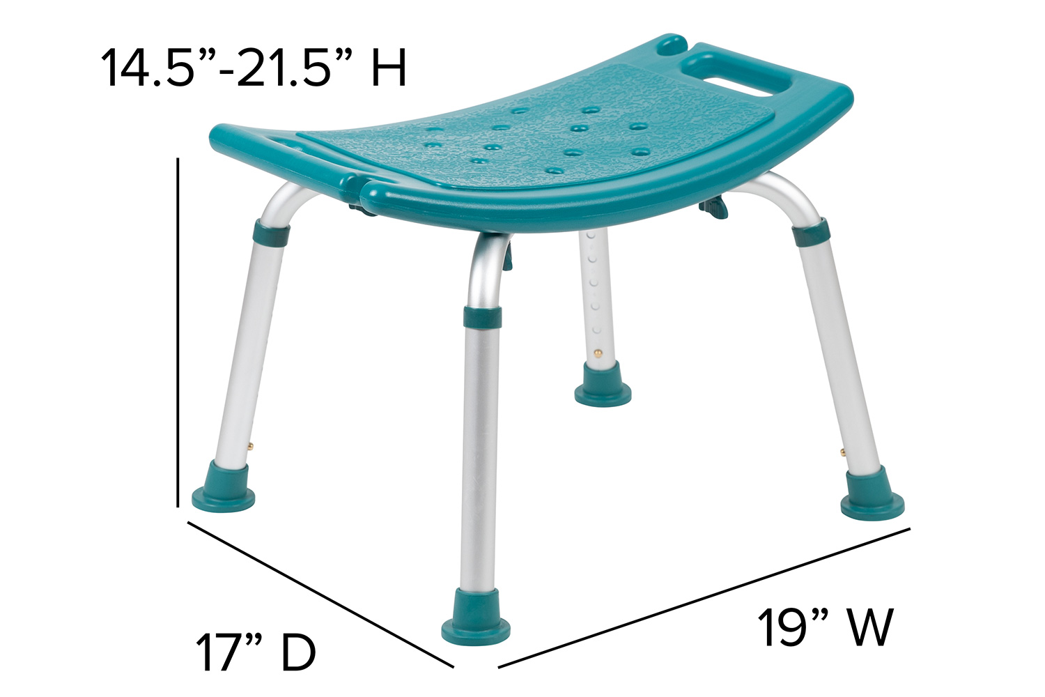 BLNK HERCULES Series Medical Adjustable Bath and Shower Chair with Non-slip Feet - Teal