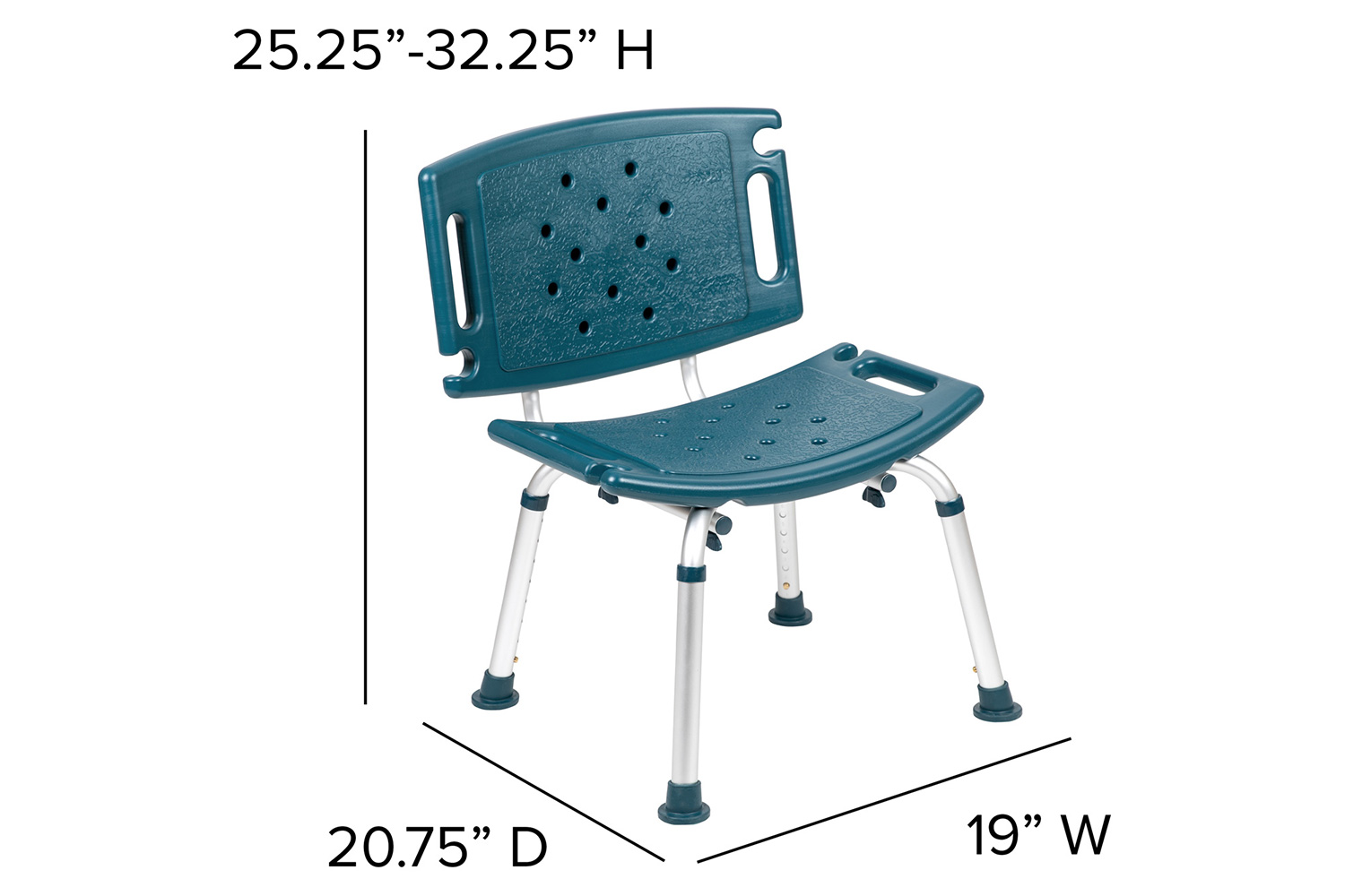 BLNK HERCULES Series Medical Adjustable Bath and Shower Chair with Extra Large Back - Navy