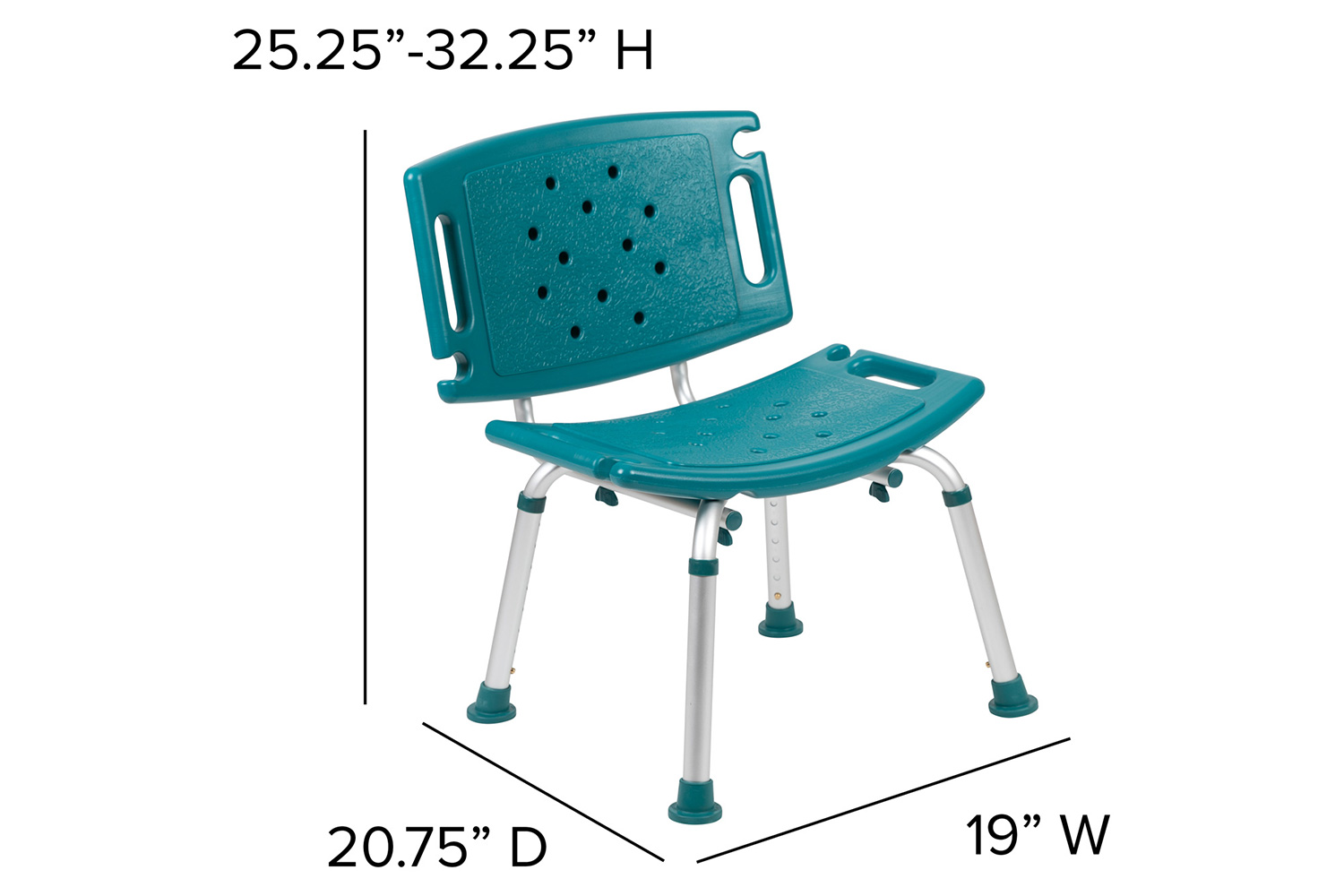 BLNK HERCULES Series Medical Adjustable Bath and Shower Chair with Extra Large Back - Teal