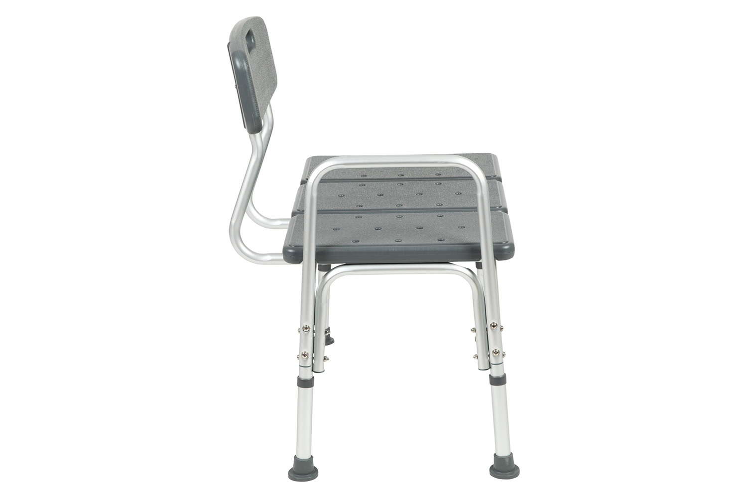 BLNK HERCULES Series Adjustable Bath and Shower Transfer Bench with Back and Side Arm - Gray