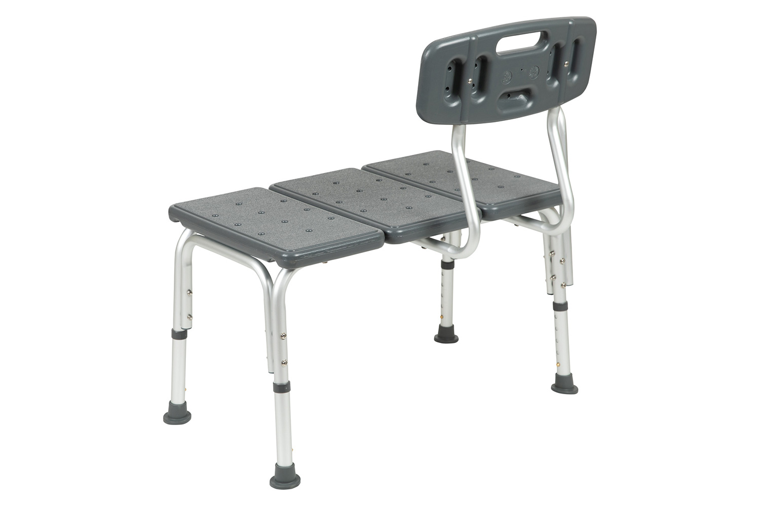 BLNK HERCULES Series Adjustable Bath and Shower Transfer Bench with Back and Side Arm - Gray