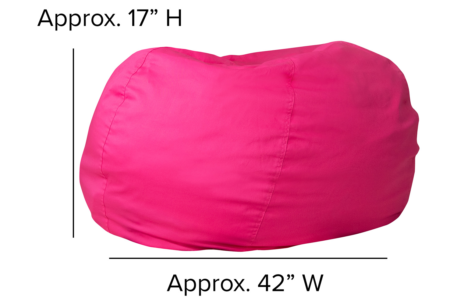 BLNK Duncan Oversized Refillable Bean Bag Chair for All Ages - Solid Hot Pink