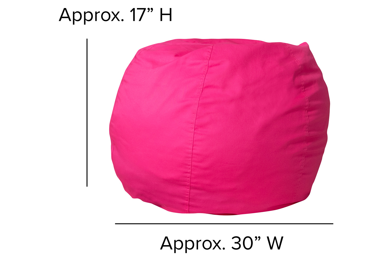 BLNK Dillon Small Refillable Bean Bag Chair for Kids and Teens - Solid Hot Pink