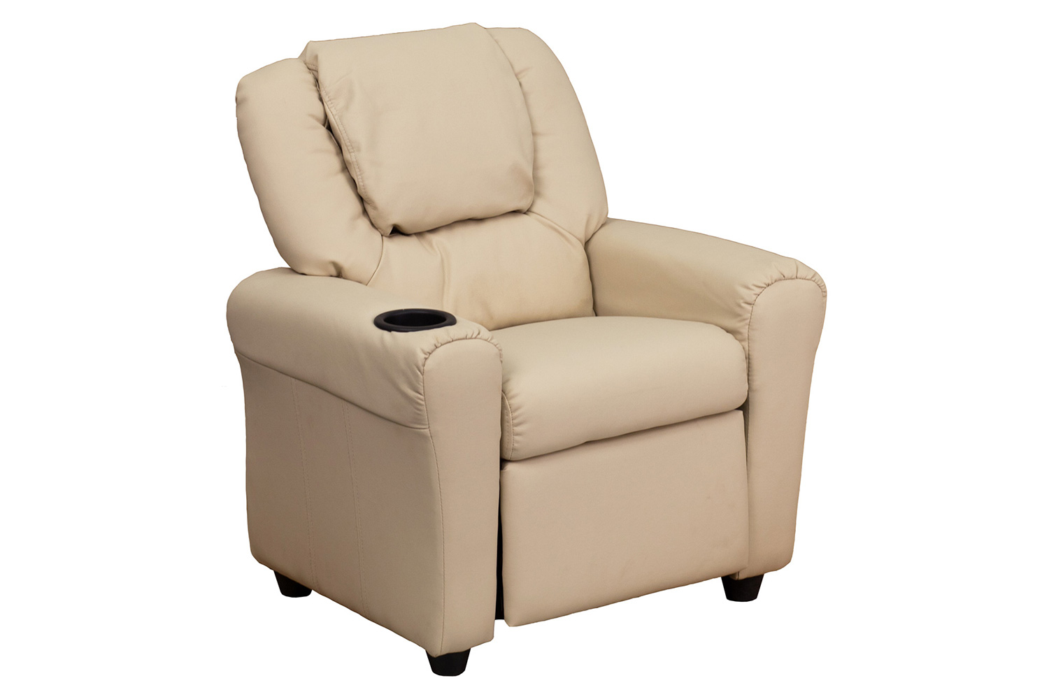 BLNK™ Vana Vinyl Contemporary Kids Recliner with Cup Holder and Headrest - Beige