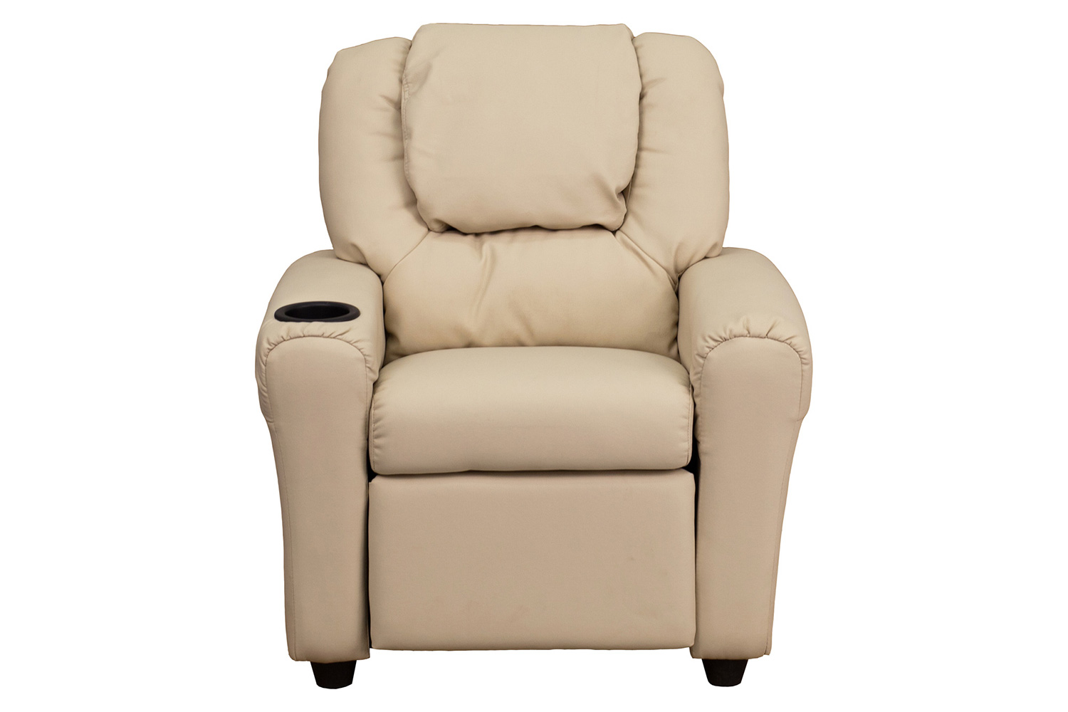 BLNK™ Vana Vinyl Contemporary Kids Recliner with Cup Holder and Headrest - Beige