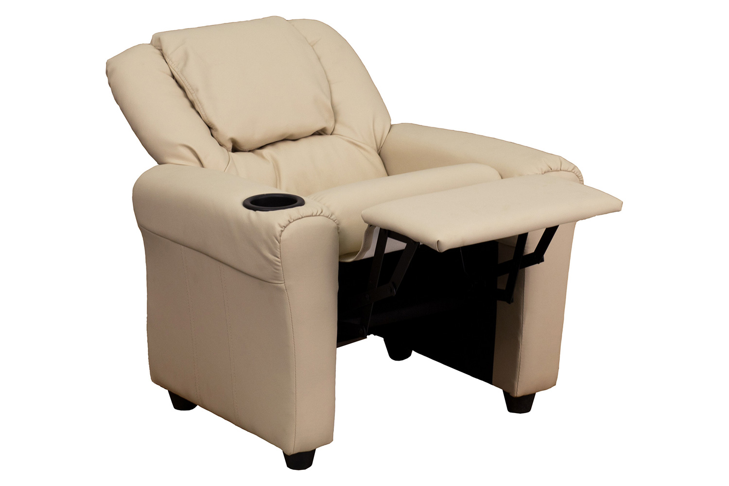 BLNK™ Vana Vinyl Contemporary Kids Recliner with Cup Holder and Headrest - Beige