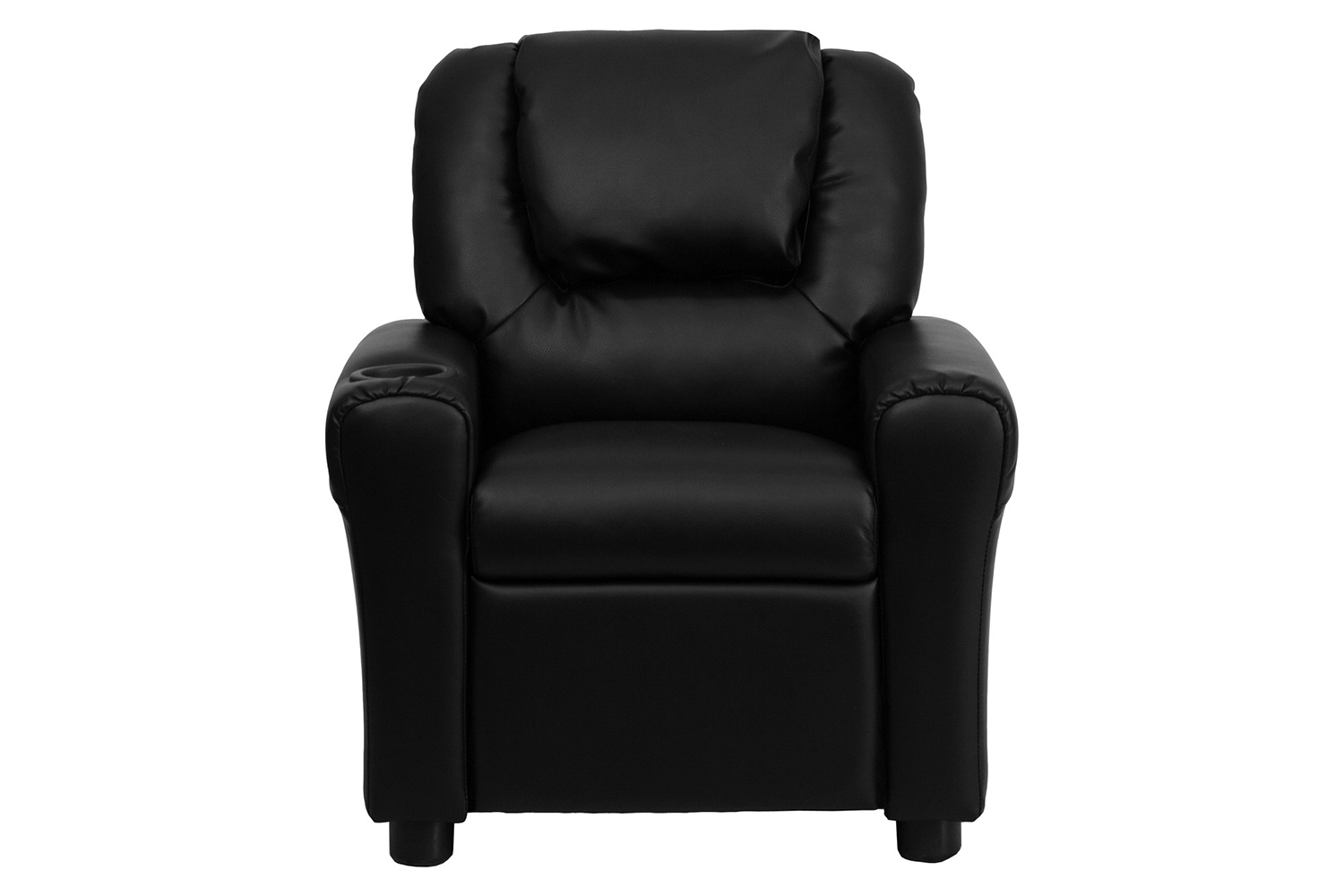 BLNK Vana LeatherSoft Contemporary Kids Recliner with Cup Holder and Headrest - Black