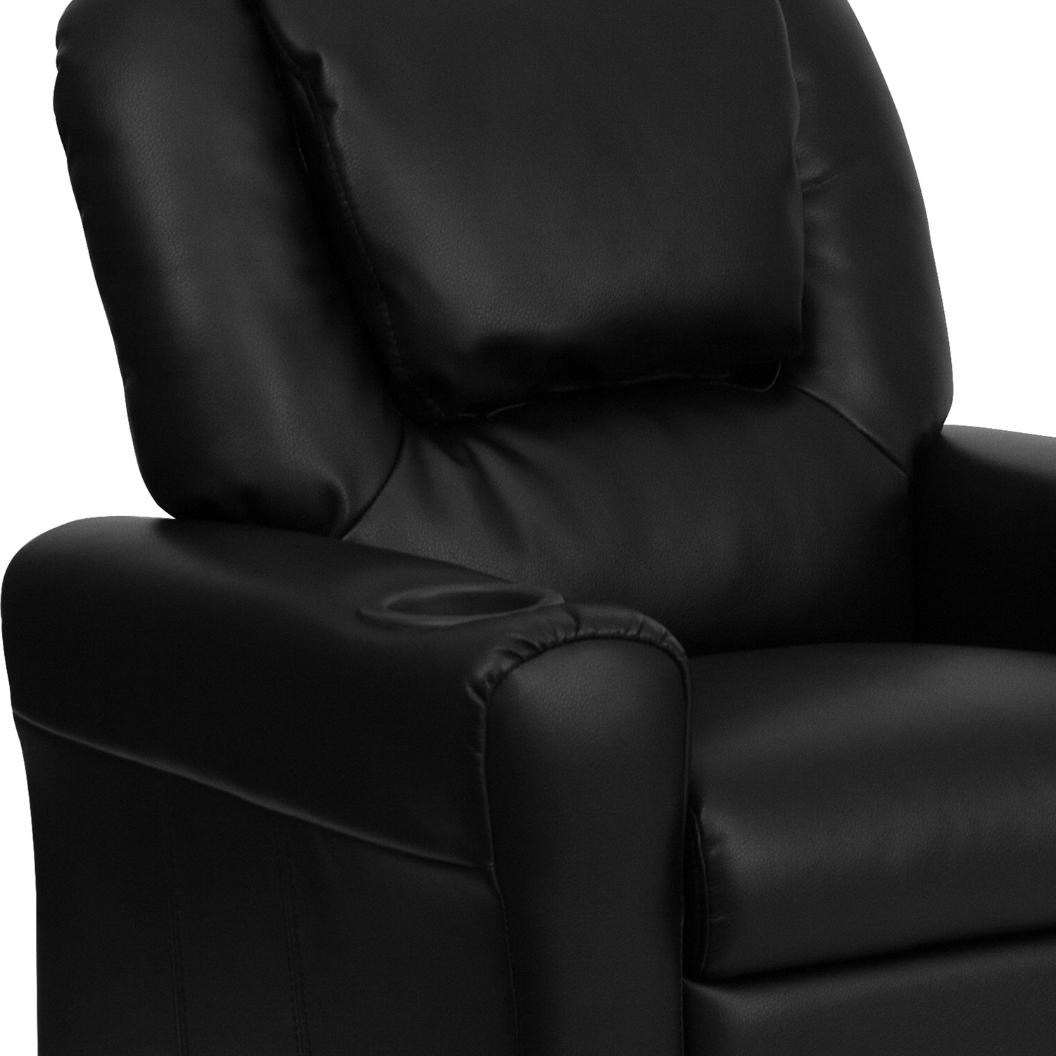 BLNK Vana LeatherSoft Contemporary Kids Recliner with Cup Holder and Headrest - Black