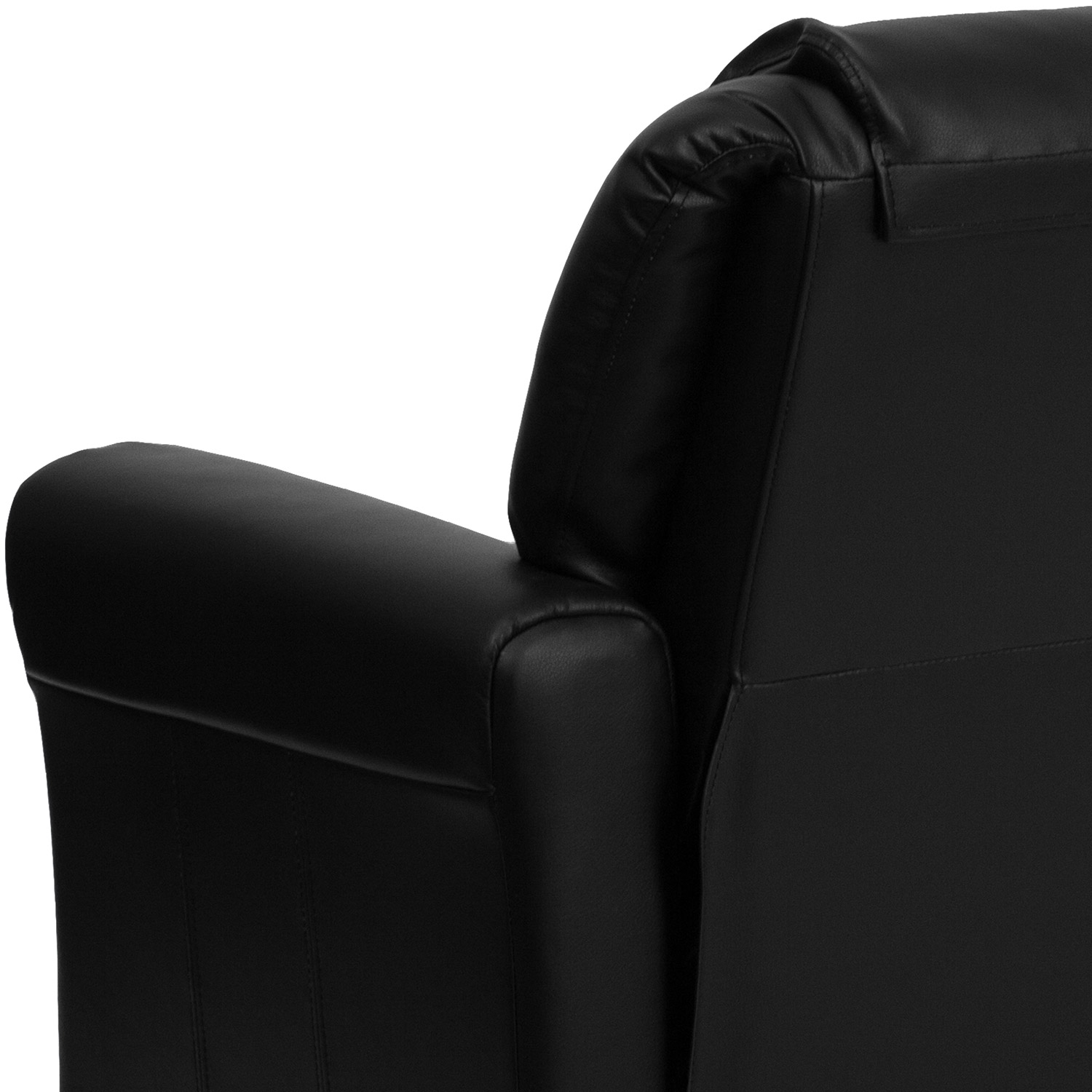 BLNK Vana LeatherSoft Contemporary Kids Recliner with Cup Holder and Headrest - Black