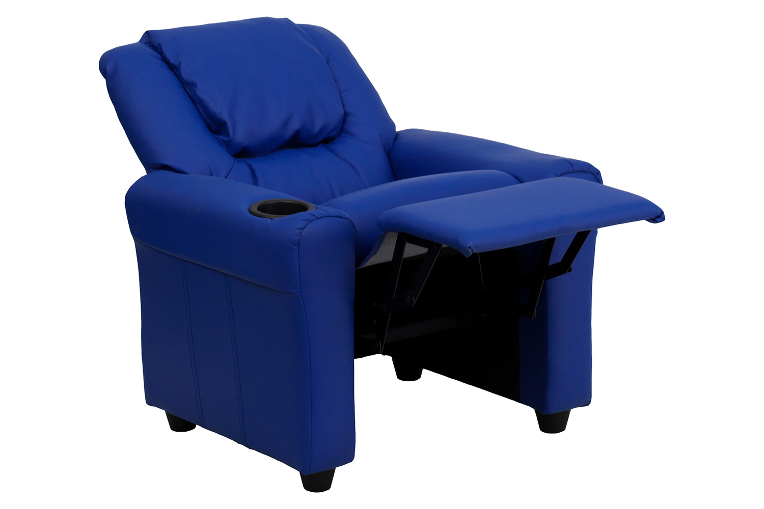 BLNK Vana Vinyl Contemporary Kids Recliner with Cup Holder and Headrest - Blue