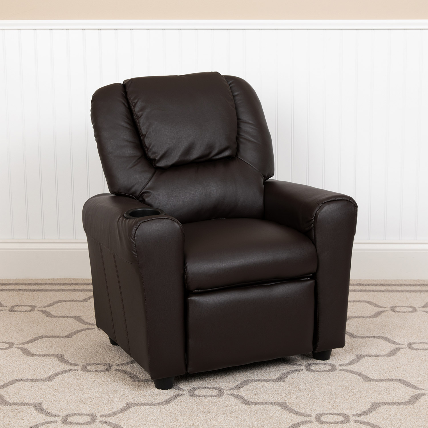 BLNK Vana LeatherSoft Contemporary Kids Recliner with Cup Holder and Headrest