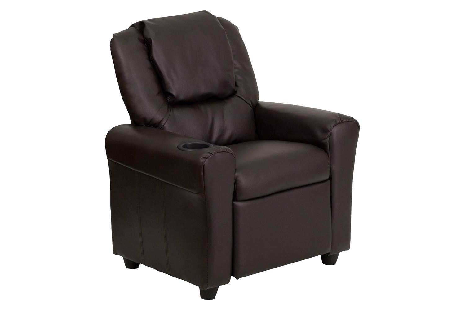 BLNK Vana LeatherSoft Contemporary Kids Recliner with Cup Holder and Headrest - Brown