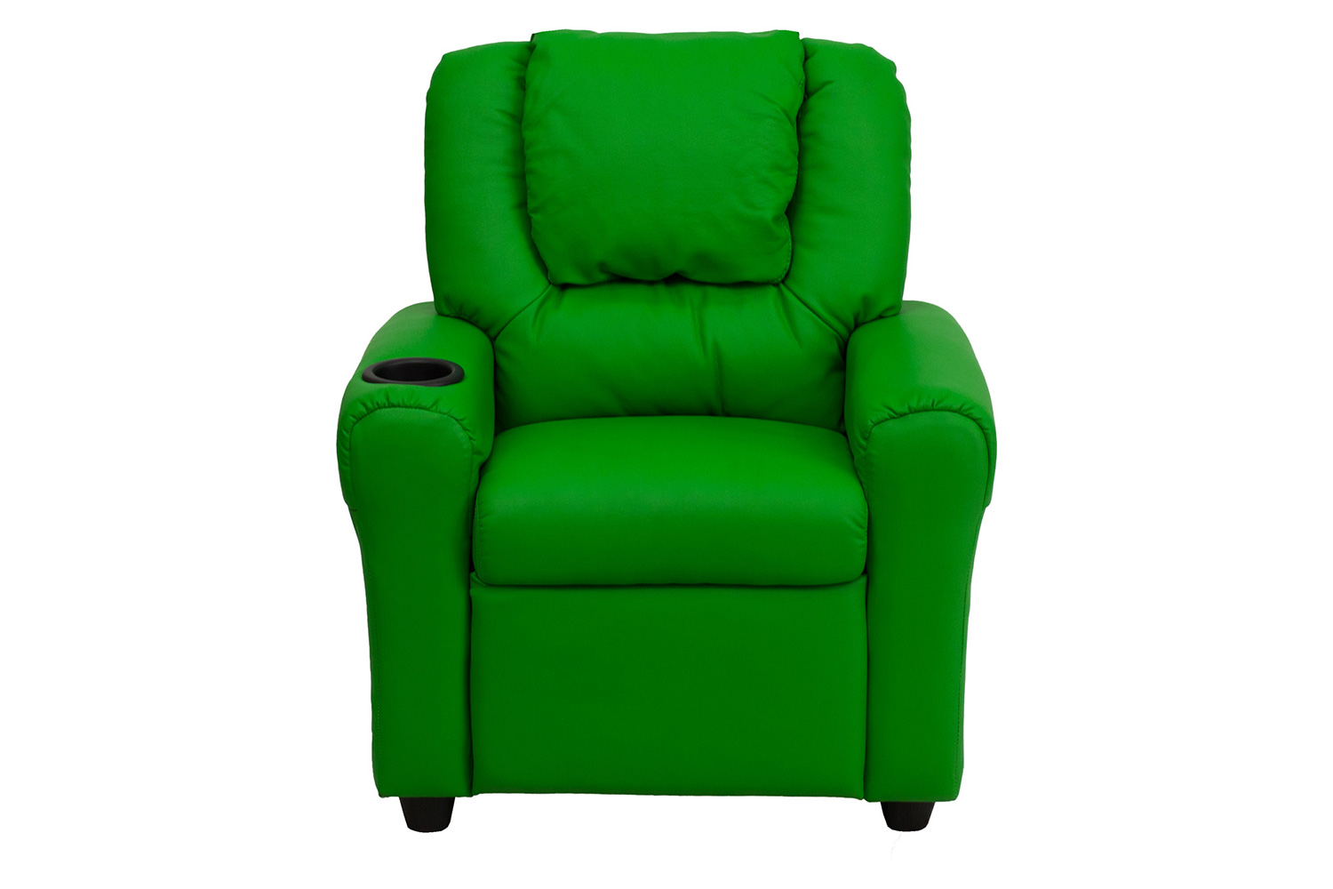 BLNK Vana Vinyl Contemporary Kids Recliner with Cup Holder and Headrest - Green