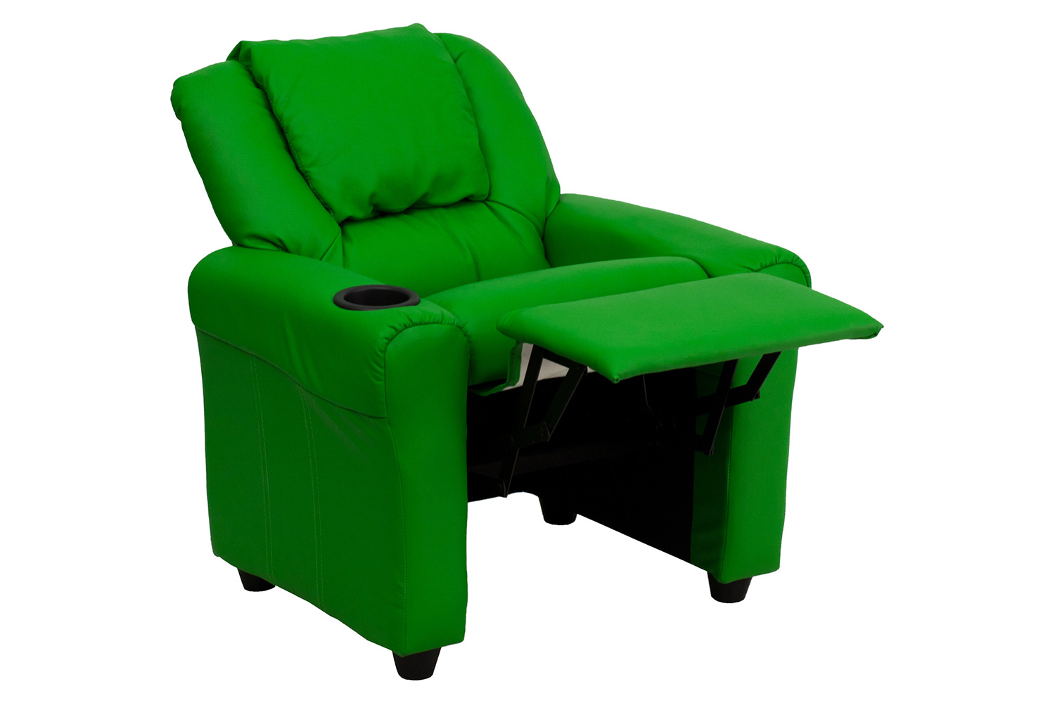 BLNK Vana Vinyl Contemporary Kids Recliner with Cup Holder and Headrest - Green