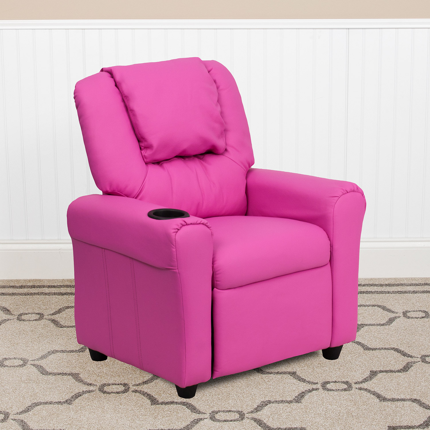 BLNK Vana Vinyl Contemporary Kids Recliner with Cup Holder and Headrest