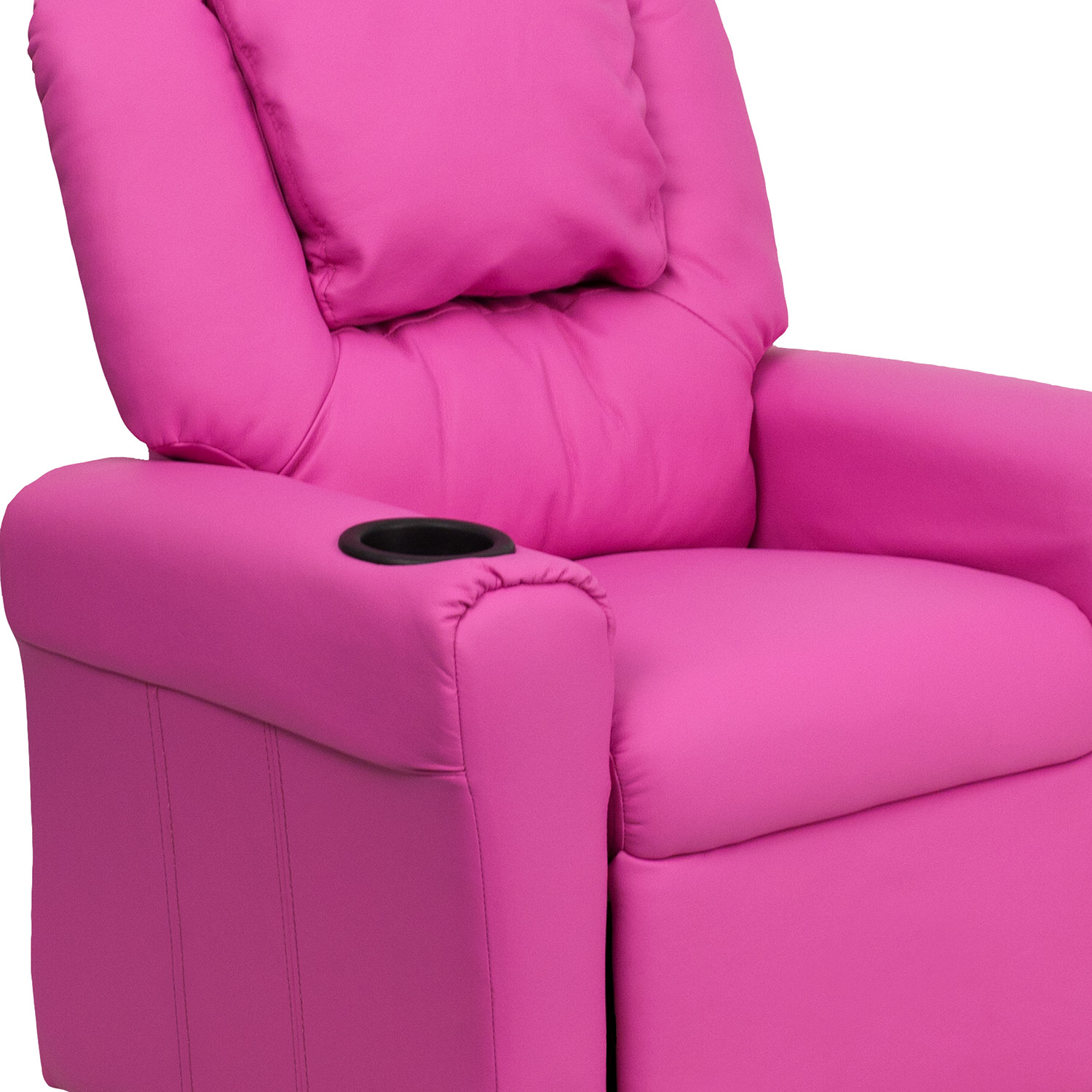 BLNK Vana Vinyl Contemporary Kids Recliner with Cup Holder and Headrest - Hot Pink