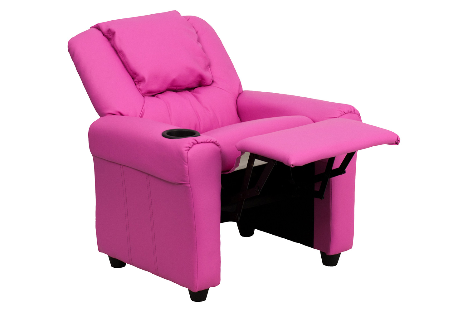 BLNK Vana Vinyl Contemporary Kids Recliner with Cup Holder and Headrest - Hot Pink