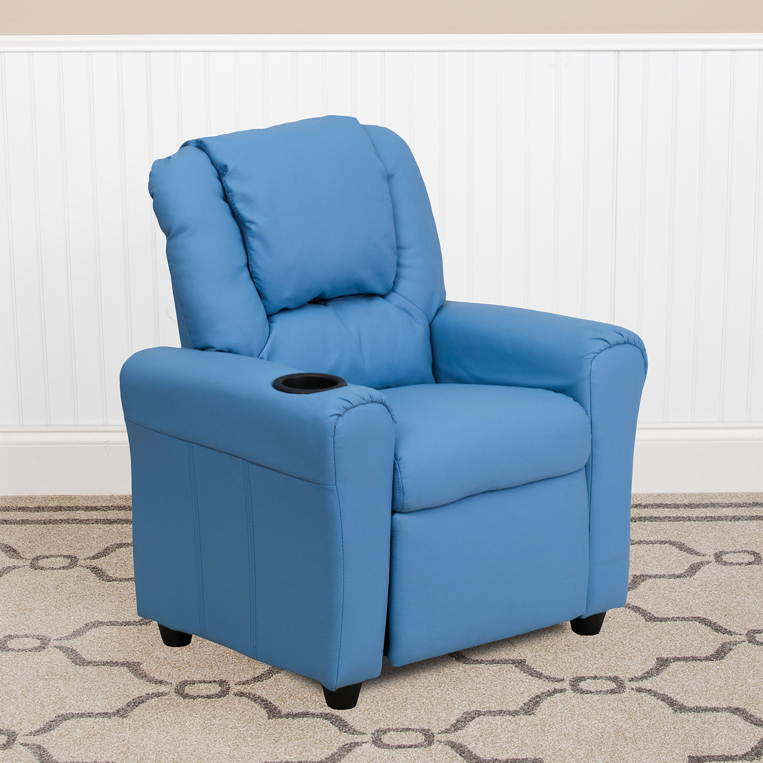 BLNK Vana Vinyl Contemporary Kids Recliner with Cup Holder and Headrest