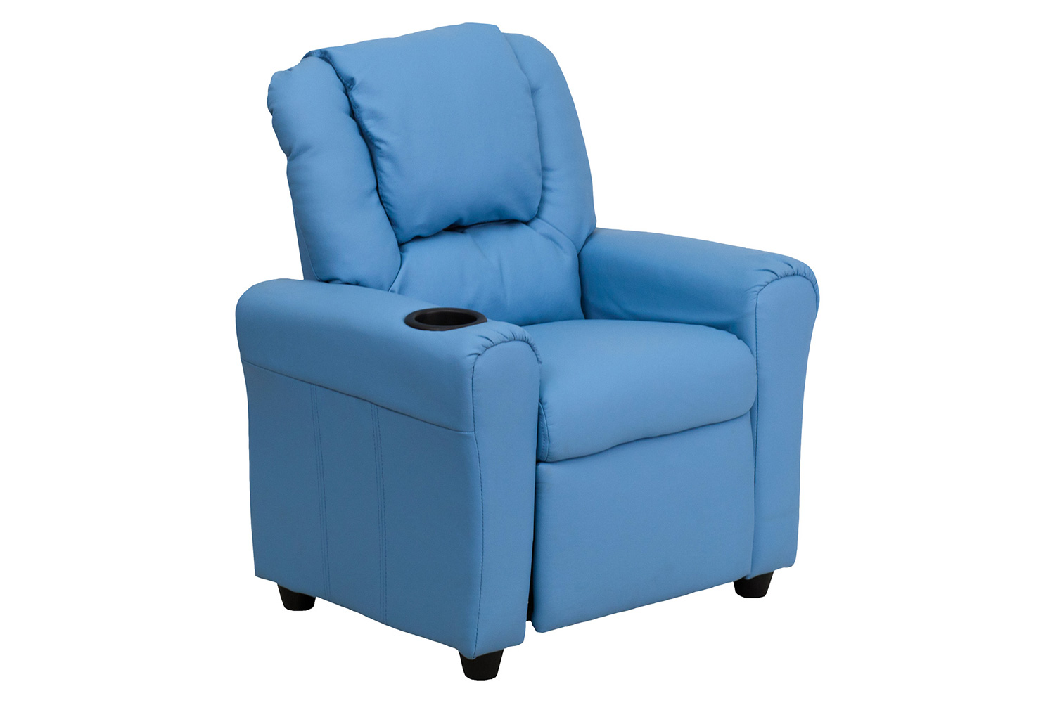 BLNK Vana Vinyl Contemporary Kids Recliner with Cup Holder and Headrest - Light Blue