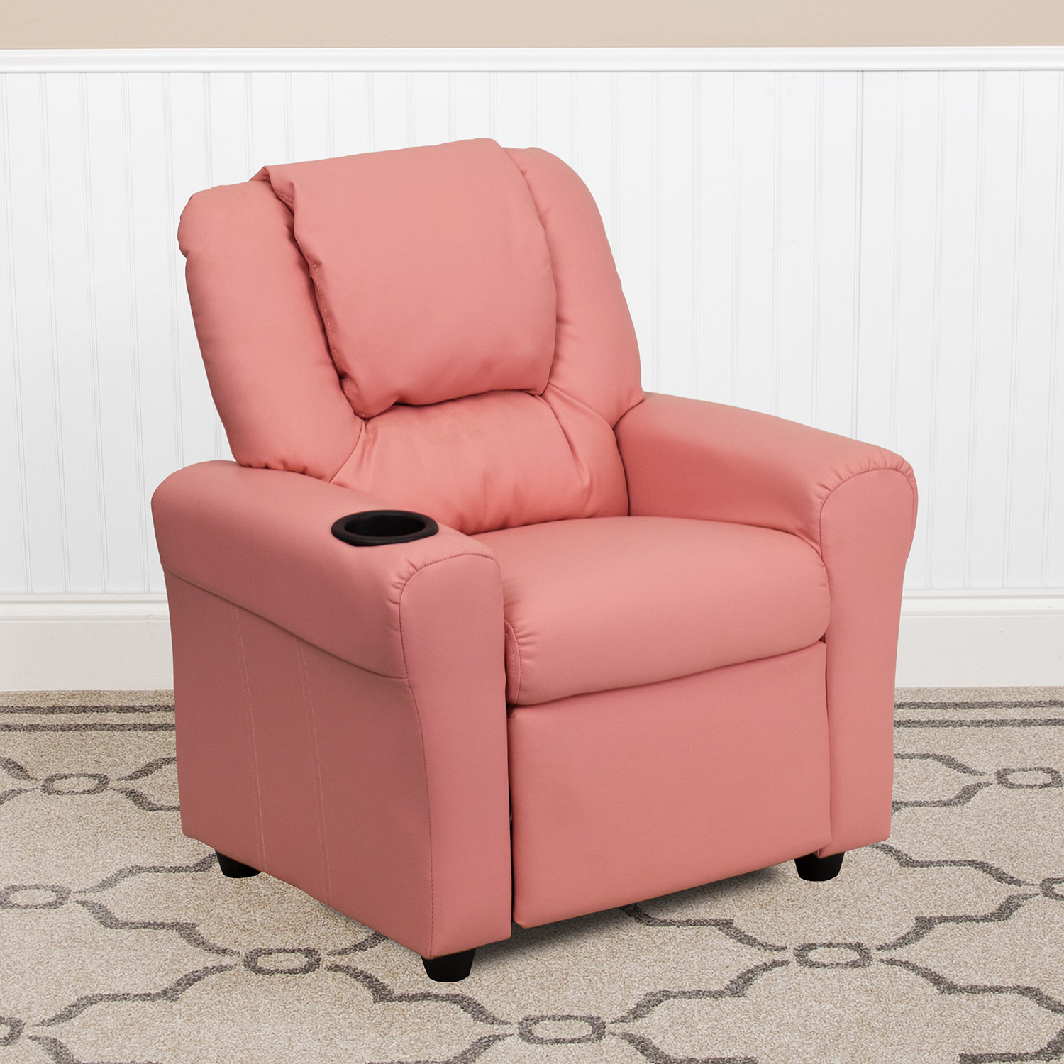 BLNK Vana Vinyl Contemporary Kids Recliner with Cup Holder and Headrest