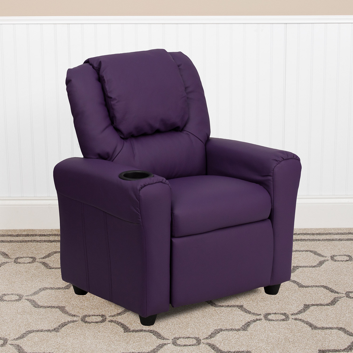 BLNK Vana Vinyl Contemporary Kids Recliner with Cup Holder and Headrest